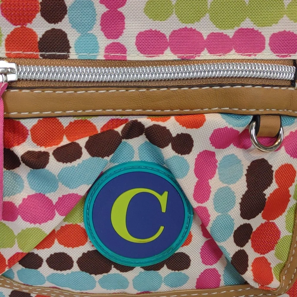 Lily Bloom Multi-Color Polka Dot Crossbody Purse Karma Bloom Fabric Initial 